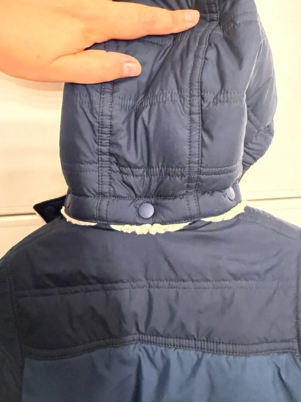 Patagonia Baby Reversible Tribbles Hooded Jacket Navy Red, Size 12 - 18M